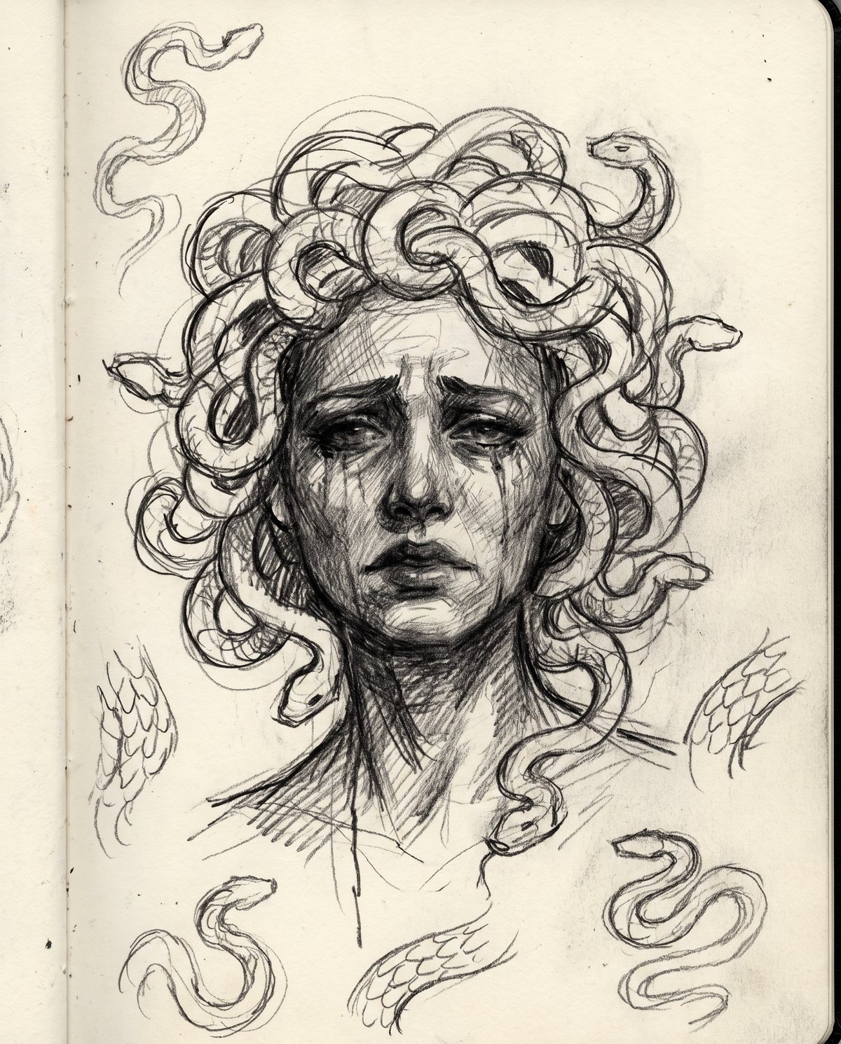 Pencil study of The Gorgon